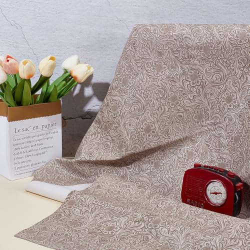BENECREAT 1 Yard Faux Leather Fabric, 53.9 Inch Wide Embossed Faux Leather Sheets, Craft Fabric for Upholstery Furniture Seat, Handmade DIY Projects (Gray) - color: Gray