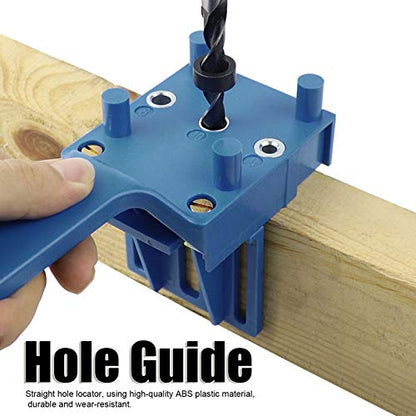 Joyzan Wood Doweling Hole Drill Guide, Dowel Jig Drilling Kit Handheld - color: Blue