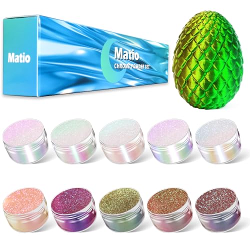 Matio Chameleon Mica Powder,10 * 5g Chrome Powder, 5 Pearlescent Effect - color: 10 Colors Mix