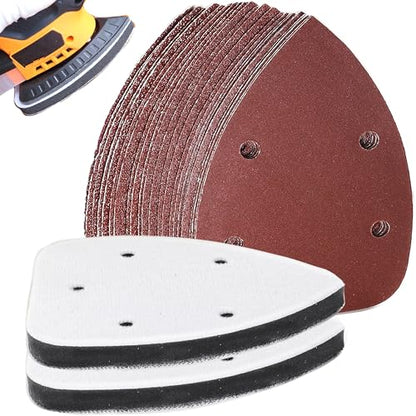 25PCS Mouse Sander Sandpaper with 2pcs Foam Sanding Pads for Mouse Sander 140mm*90mm 5 Holes Mouse Detail Sander Sandpaper 40-240 Grits - size: mouse sanderpaper with Interface Pad