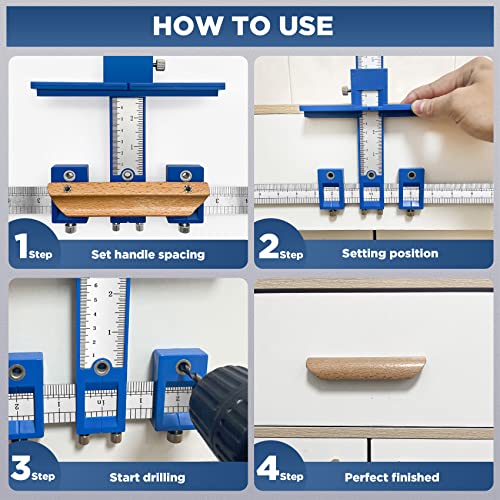 Cabinet Hardware Jig, Cabinet Handle Jig, Cabinet Hardware Template Tool, Punch Locator Drill Guide for Handle Knob Pull Installation of Door and Drawer woodworking tools
