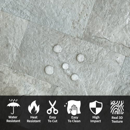 AULIGET 100 Piece Mountain Rock Peel and Stick Backsplash Wall Tiles, 3" x 6" PVC Faux Stone Stick on Tiles for Backsplash Kitchen, Bathroom, Laundry Room, Camper, Fireplace - color: Mountain Rock