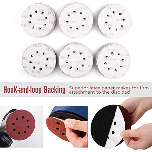 120-Pack 5 Inch 8 Hole Sanding Disc, 1000-3000 Grit Ultra Fine Sandpaper - style: 120PCS(1000-3000 Grit)