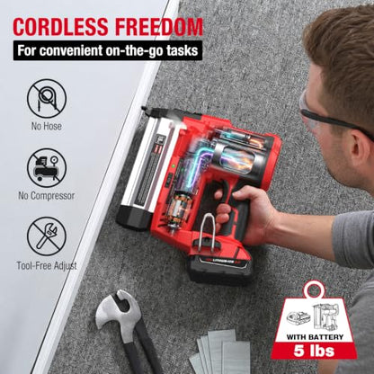 ReliaRoads 2" Cordless Brad Nailer, 2 in 1 18GA Staple Nail Gun Battery Powered Compatible with MilWauke 18V Battery, Electric Nail Gun Stapler with Nails Puller, 1600 Nails(Battery Not Included)