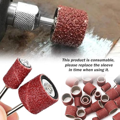 Sanding Drum Set for Most Rotary Tools-Includes 120 Aluminum Oxide Sanding Sleeves for Drum Sanders(120Grit) and 12 Drum Mandrels-Sanding Bits Tool Accessories with Box - size: 132PCS