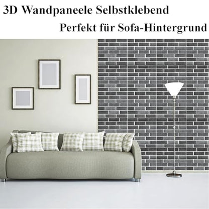 3D Wall Panels Peel and Stick 10 PCS PVC Brick Stone Wallpaper - color: Gray