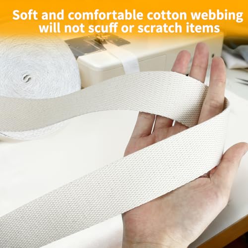 Natural Heavy Cotton Webbing 1-1/2 Inch, 12 Yards Cotton Webbing Strap for Rug Binding Trim, Seam Reinforcement & Homemade Cloth Belt Supplies - size: Width: 1-1/2 Inch