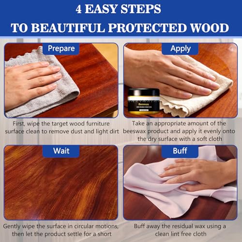 2pcs Wax, Beeswax Gleam - Premium Wax & Polish, All-Natural Wood Conditioner, Restorer and Protector for Tables, Cabinets, Cutting Boards Waterproof