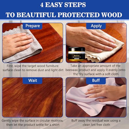 2pcs Wax, Beeswax Gleam - Premium Wax & Polish, All-Natural Wood Conditioner, Restorer and Protector for Tables, Cabinets, Cutting Boards Waterproof