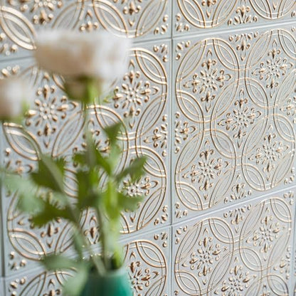 Peel and Stick Metal Tiles, Pastel Painted Gold, 10-Pack - style: Pastel Painted Gold