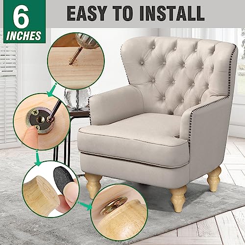 FoDau770 Rubber Wood Furniture Legs 6 Inch, Couch Feet Replacement, 4pcs - color: Original, size: 6 Inch
