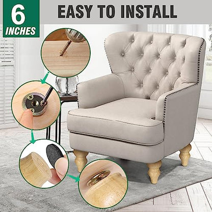 FoDau770 Rubber Wood Furniture Legs 6 Inch, Couch Feet Replacement, 4pcs - color: Original, size: 6 Inch