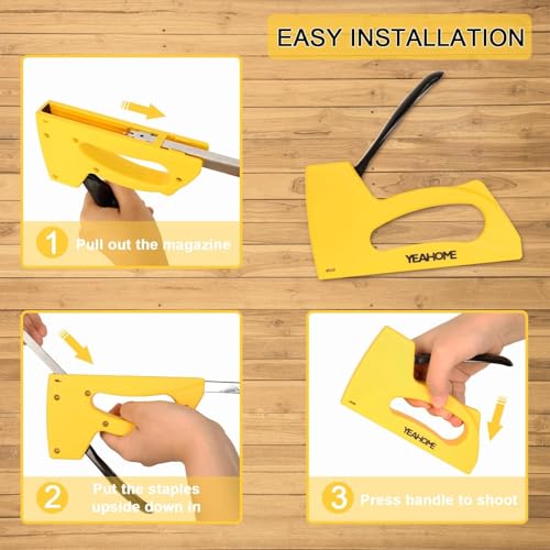 YEAHOME Light Duty Staple Gun, Upholstery Staple Gun with 2000 pcs JT 21 Staples 1/4, 5/16, 3/8 inch, Stapler Gun for Wood, Crafts, DIY, Decoration, Fabric - style: with 2000 Staples