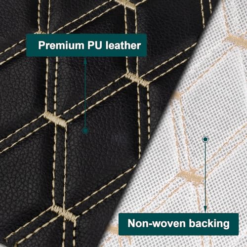 1 Yard Vinyl Fabric Upholstery Faux Leather Fabric,Black(Beige Thread) - color: Black(beige Thread), size: Style-B