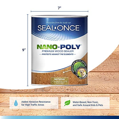 Seal-Once Nano+Poly Wood Sealer and Waterproofer, Natural, 1 Gallon - color: Natural, size: 1 Gallon