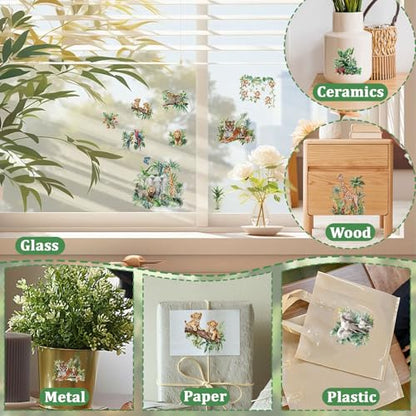 WANDIC 3 Sheets Flora and Fauna Rub on Transfer Stickers Giraffe Decals Elephant Stickers Waterproof Decals for DIY,15 * 30CM - color: Giraffe