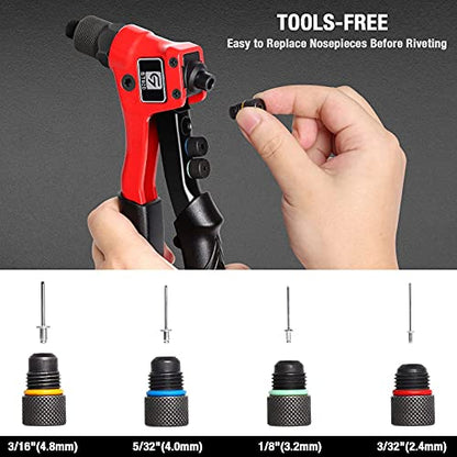 GIANTISAN Rivet Gun Kit with 200 Pop Rivets, 4 Drill Bits and a case
