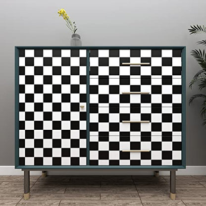 Decotalk Checkered Peel and Stick Wallpaper for Kitchen Backsplash Wall Paper Black and White Checkerboard Decor for Wall Cabinets Bathroom Removable Contact Paper Checkered Stick on Tile 120x12 Inch - size: 12" x 120"