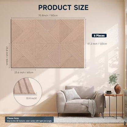 Acoustic Wall Panels 6 Pack, 72"x48" - Light White Oak - color: #094 Light White Oak, size: 72 X 48 Inches