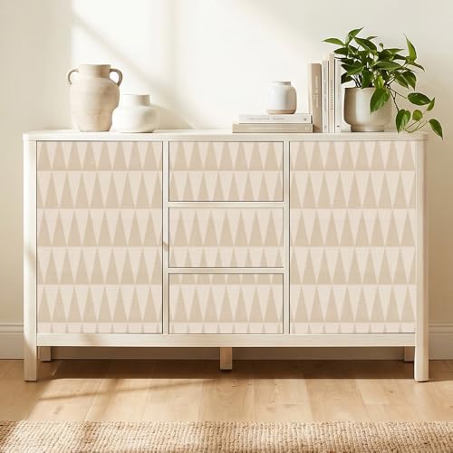 Chunlei Peel and Stick Wallpaper, Beige Geometric Triangle Pattern, Waterproof Vinyl, 118in x 17.7in, Removable Reusable, Eco-Friendly, for Bedroom Living Room Rental Apartment - color: Beige01, size: 17.7" x 118.1"