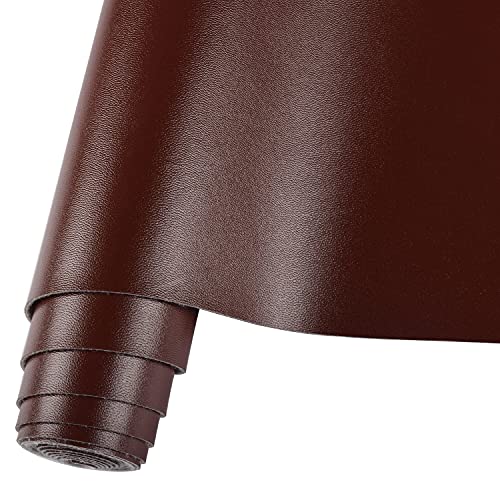 HGUAN Smooth Solid Color Chocolate Faux Leather 12"X53"(30cmX135cm),Faux Leather Sheets Roll Very Suitable for Making Crafts, Leather Earrings, Bows,Sewing (Chocolate) - color: Chocolate
