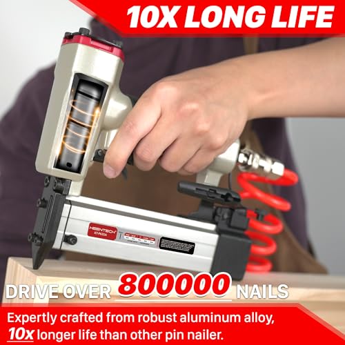 KEENTECH Pneumatic Pin Nailer 23 Gauge with 2,160 1/2" to 1-3/8" Pin Nails - color: Silver, size: Fit 1/2" to 1-3/8" Pin Nails