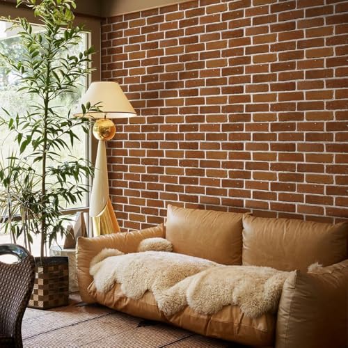 Commomy Faux Brick Wall Panels Peel and Stick Thin PVC 10 Pcs 11.8" x 11.8" - color: Brick-MA