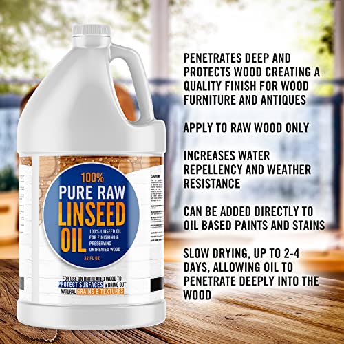 Ecoxall 100% Pure Raw Linseed Oil, 1 Gallon (128 Fl oz), Pack of 1 - size: 128 Fl Oz (Pack of 1)