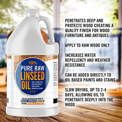 Ecoxall 100% Pure Raw Linseed Oil, 1 Gallon (128 Fl oz), Pack of 1 - size: 128 Fl Oz (Pack of 1)