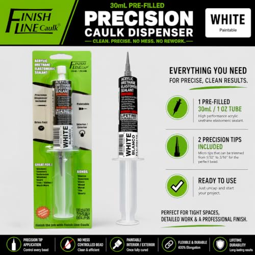 30mL Pre-Filled Precision Caulk Applicator White, 1-Pack - color: White
