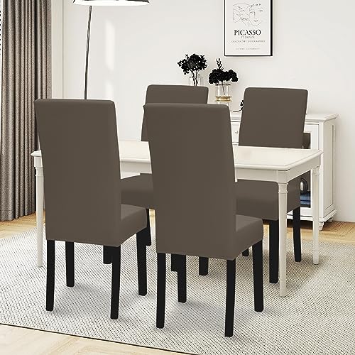 Easy-Going Stretch Dining Room Chair Slipcovers Set of 4, Taupe - color: Taupe