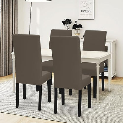 Easy-Going Stretch Dining Room Chair Slipcovers Set of 4, Taupe - color: Taupe