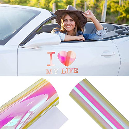 Holographic Rainbow Chrome Car Adhesive Vinyl Wrap Gloss Decal Sticker Film Sheet Air Bubble Free DIY Vinyl - color: Pink, size: 1.64ft x 4.5ft
