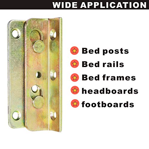 No-Mortise Bed Rail Brackets 4 Pack Heavy Duty & Rust Proof