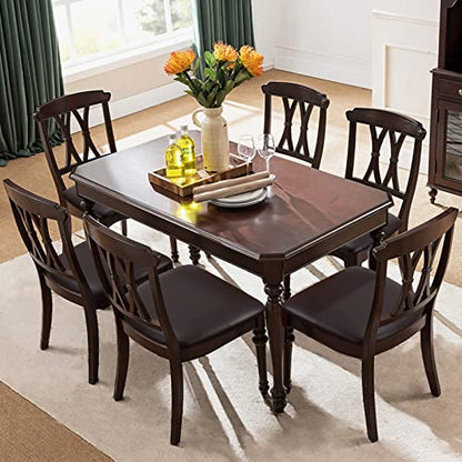 Fuloon Dining Chair Seat Covers 4 PCS, Solid Pu Leather Waterproof Seat Cushion Cover Oilproof Stretch Dining Chair Protctor Slipcover (Pu Dark Brown) - color: Pu Dark Brown