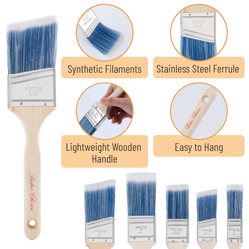 Bates 1.5-Inch Paint Brushes, 18 Pack - Treated Wood Handle, Stain & Wall Brushes, Furniture Paint Brush - color: Wood Handle Angle, size: 18 Pack, 1.5"