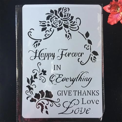 TIAMECH A4 Reusable Happy Forever Stencil for Painting - style: Happy Forever
