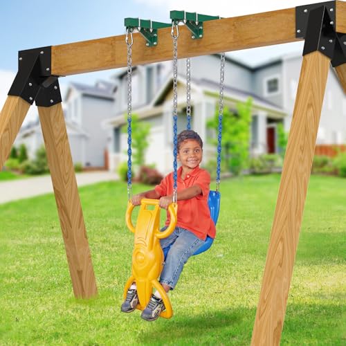 SELEWARE Glider Swing Brackets, Heavy Duty Swing Set Hardware 1 Pack - color: Green Swing Brackets, 2 Pack