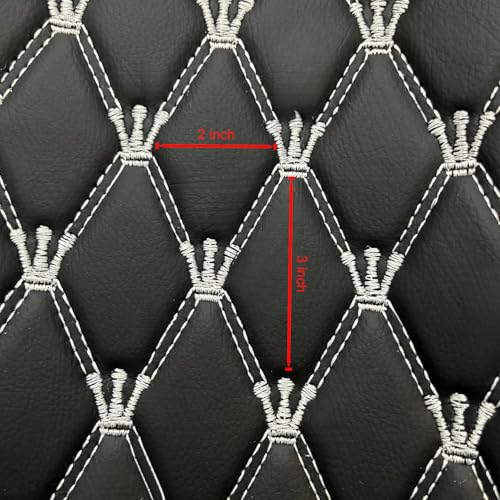 Quilted Foam Vinyl Fabric King Crown Classic Pattern with 0.23" Sponge Backing Faux Leather Fabric for Car Headliner, Furniture Upholstery, Headboards,Diamond 2" x 3" (King Crown-Black White) - color: King Crown-black White