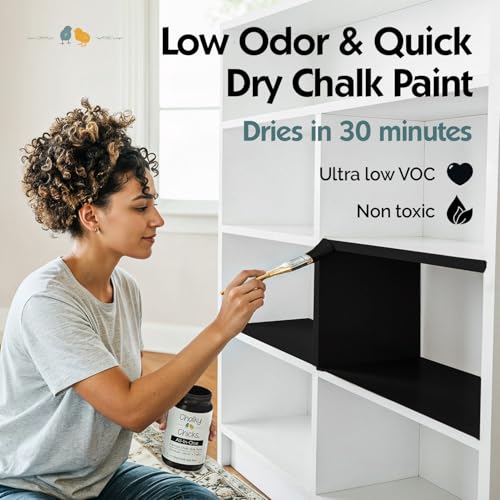 Chalky Chicks Starless Night 8 Fl Oz Chalk Paint for Furniture All in One - color: Starless Night (Black), size: 8 Fl Oz (Pack of 1)