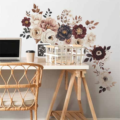 Elegant Peony Rose Flower Wall Stickers Floral Wall Art Decals