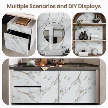 Marble Contact Paper Gold Peel and Stick Wallpaper for Kitchen Countertop - color: Gold/White, size: 17.7" x 78.7"
