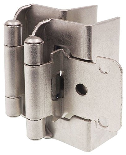 DecoBasics 1/2" Overlay Full Wrap Cabinet Hinges for Kitchen (10 Pair /20 Pcs) -Satin Brushed Nickel Full Wrap Around Self Closing Cabinet Hinges - style: 10 Pairs Pack /20 Pcs