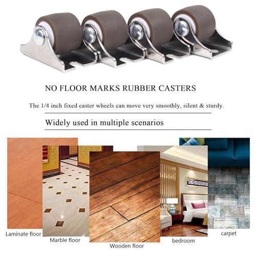Mini Fixed Caster Wheels 1 Inch Low Profile Small Casters Set 16