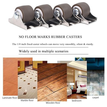 Mini Fixed Caster Wheels 1 Inch Low Profile Small Casters Set 16