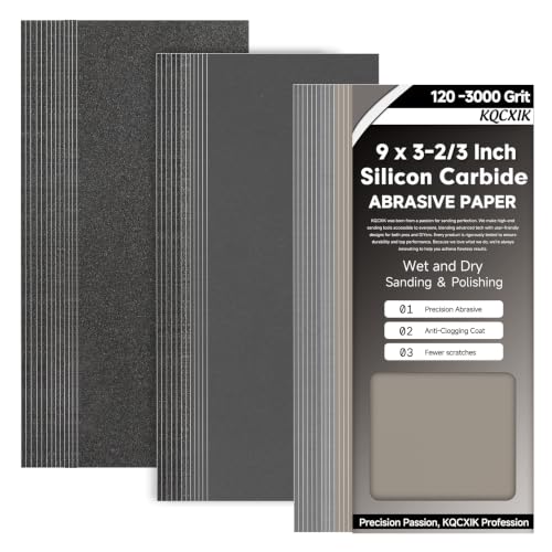 Premium 60-Sheet Wet Dry Sandpaper Assortment, 9 x 3-2/3 Inch - style: MixGrit 60Pcs