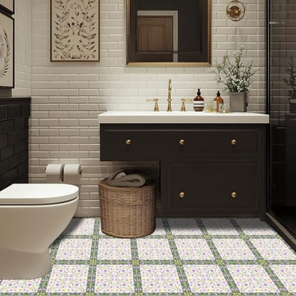 HOMETITUTE Wildflower 12x12 Inch Vinyl Flooring Peel and Stick Floor Tiles - color: Blue, Purple