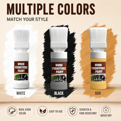 White Touch-Up Paint With Brush for Wood,Furniture,Cabinets,Metal - color: White