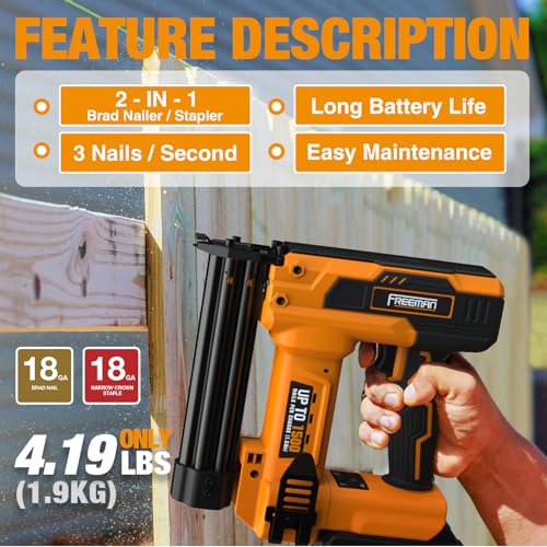 Freeman 20V Cordless 2-in-1 Nailer Kit – 1500 Shots/Charge | PE20VBR9032