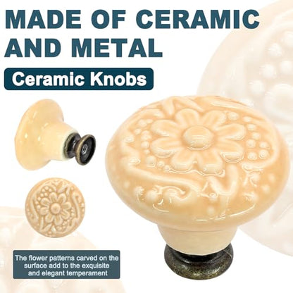 Biaungdo 6 Pcs Light Yellow Ceramic Kitchen Cabinet Knobs - color: Light Yellow